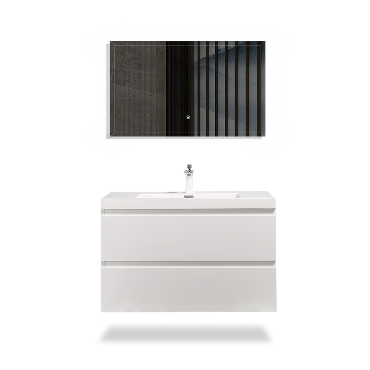 TONA ANGELA FLOATING VANITY SINGLE BASIN WITH WHITE COUNTERTOP (24"- 60")