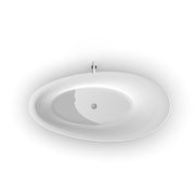TONA Leonardo Series Acrylic Freestanding Bathtub in Glossy White with Chrome Drain Cover and Overflow Cover