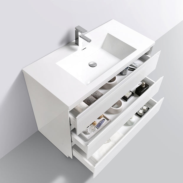 Freestanding Bathroom Vanity with Artificial Stone Integrated Top&Sink - TONA Edison