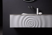 TONA Wave wall-mounted bathroom vanity features a unique ripple-like drawer front.
