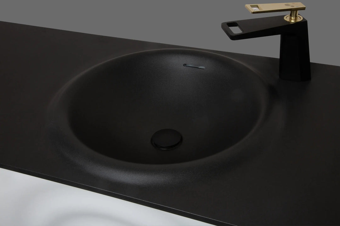 TONA Wave wall-mounted bathroom vanity features a unique ripple-like drawer front.