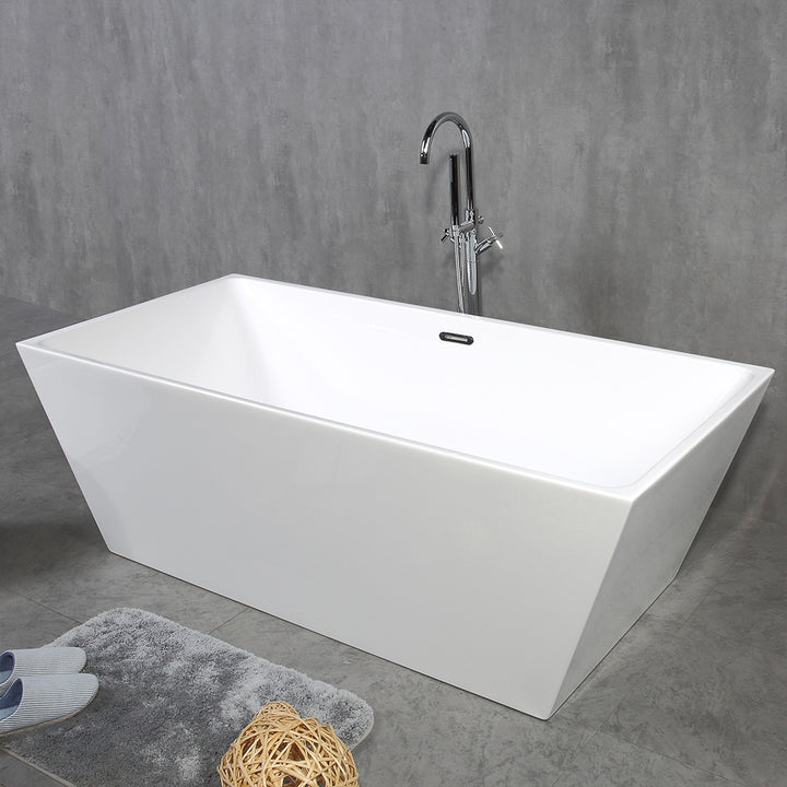 TONA Harmony Freestanding Glossy White Bathtub(59"-67")