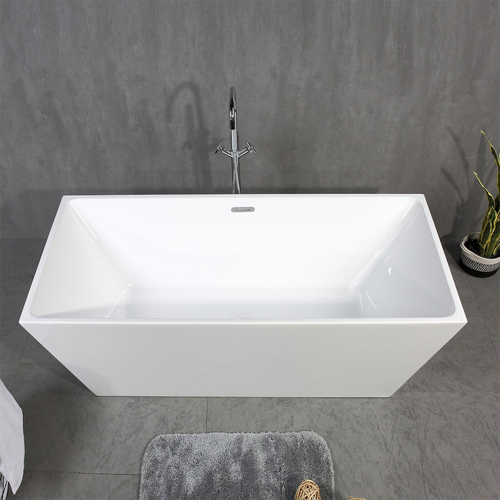 TONA Harmony Freestanding Glossy White Bathtub(59"-67")