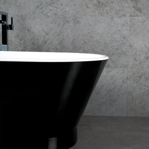 TONA Princess Series Oval Acrylic Freestanding Bathtub in Black&White with Chrome-Plated Drain Cover & Overflow cover tonabathroom