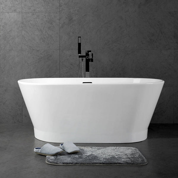 TONA Princess Series Oval Acrylic Freestanding Bathtub in Black&White with Chrome-Plated Drain Cover & Overflow cover tonabathroom