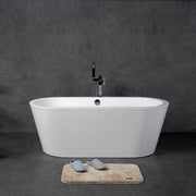 TONA Spree Series Acrylic Freestanding Bathtub in Glossy White with Chrome Drain Cover and Overflow Cover