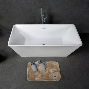 TONA Star Series Rectangular Acrylic Freestanding Bathtub in Glossy White  with Chrome-Plated Drain Cover & Overflow Cover tonabathroom