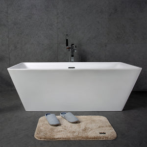TONA Star Series Rectangular Acrylic Freestanding Bathtub in Glossy White  with Chrome-Plated Drain Cover & Overflow Cover tonabathroom