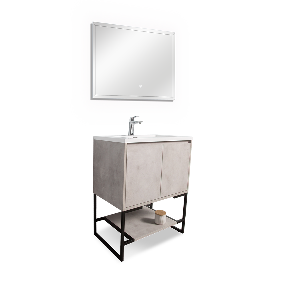 TONA Allen Freestanding Vanity with White/Black Countertop (24"-36")