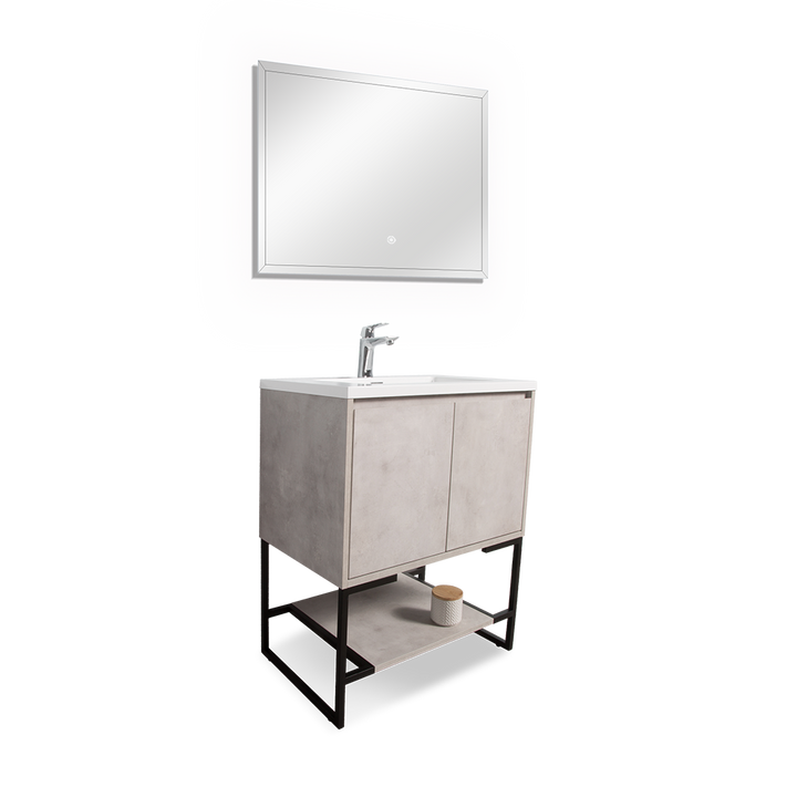 TONA Allen Freestanding Vanity with White/Black Countertop (24"-36")