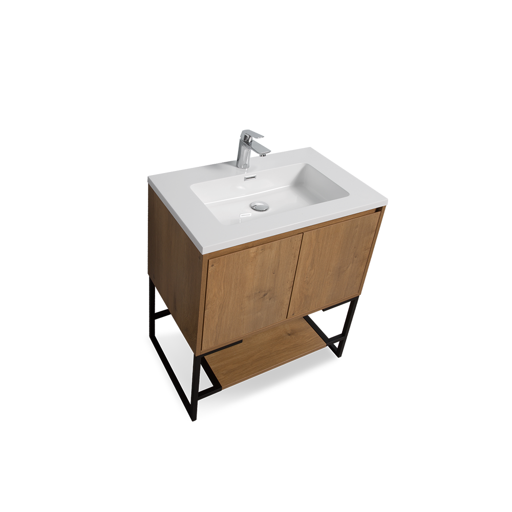 TONA Allen Freestanding Vanity with White/Black Countertop (24"-36")