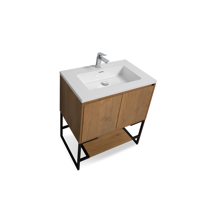 Freestanding Bathroom Vanity with Integrated Top and Sink - TONA Allen