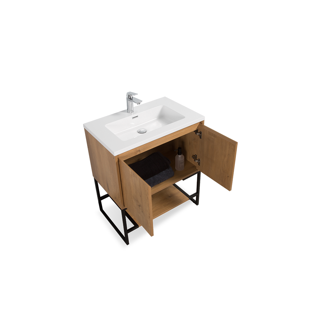 TONA Allen Freestanding Vanity with White/Black Countertop (24"-36")