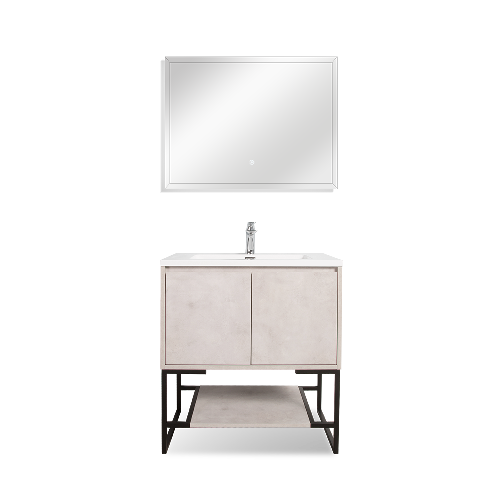 TONA Allen Freestanding Vanity with White/Black Countertop (24"-36")