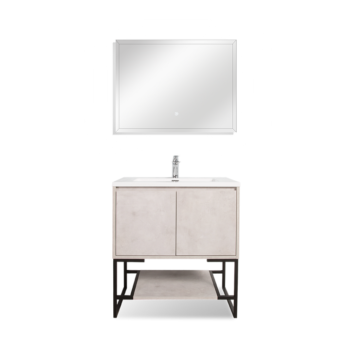 TONA Allen Freestanding Vanity with White/Black Countertop (24"-36")