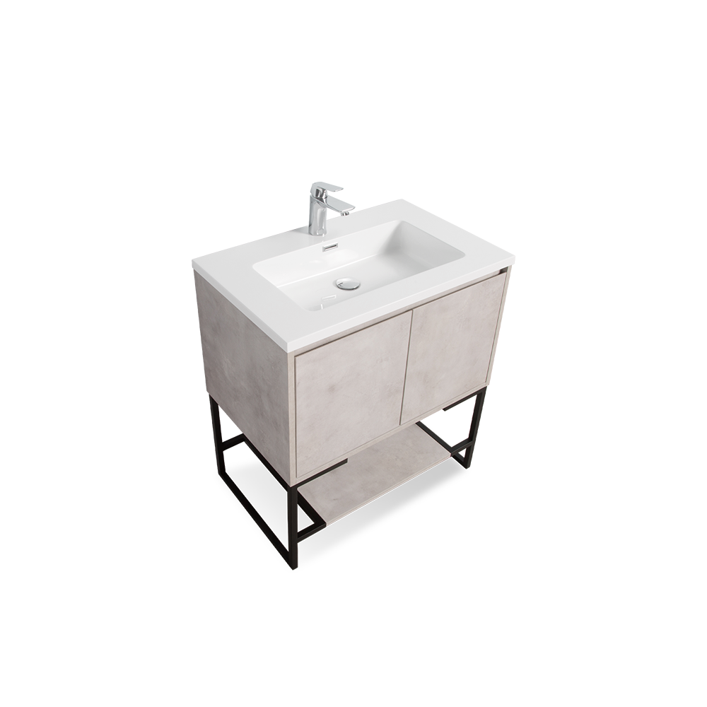 TONA Allen Freestanding Vanity with White/Black Countertop (24"-36")
