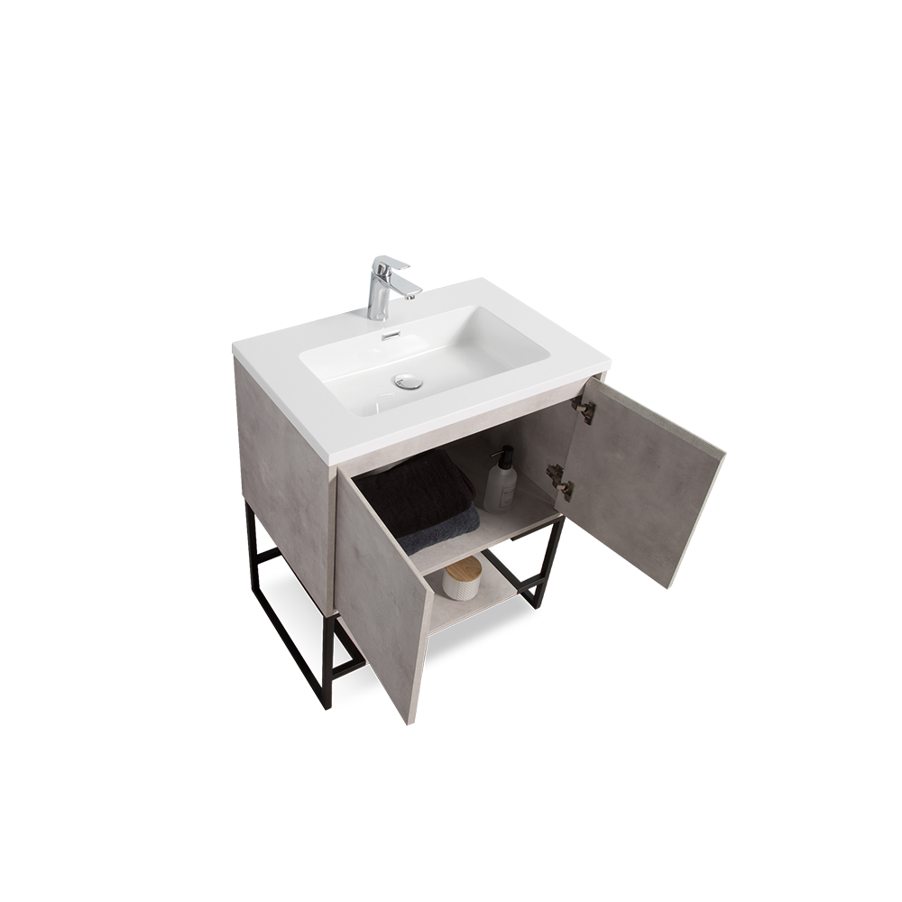 TONA Allen Freestanding Vanity with White/Black Countertop (24"-36")