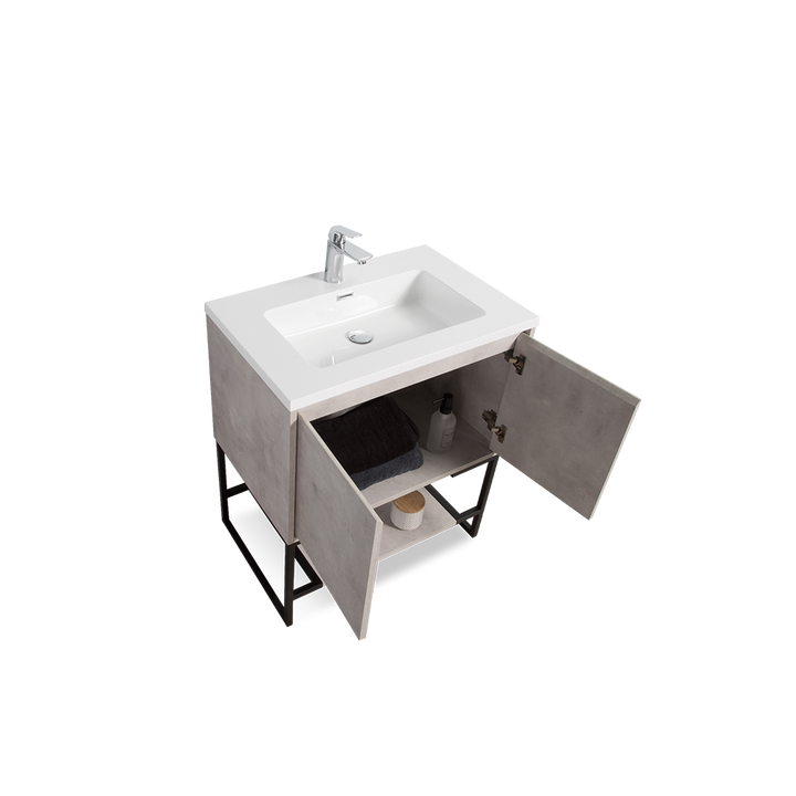 Freestanding Bathroom Vanity with Integrated Top and Sink - TONA Allen