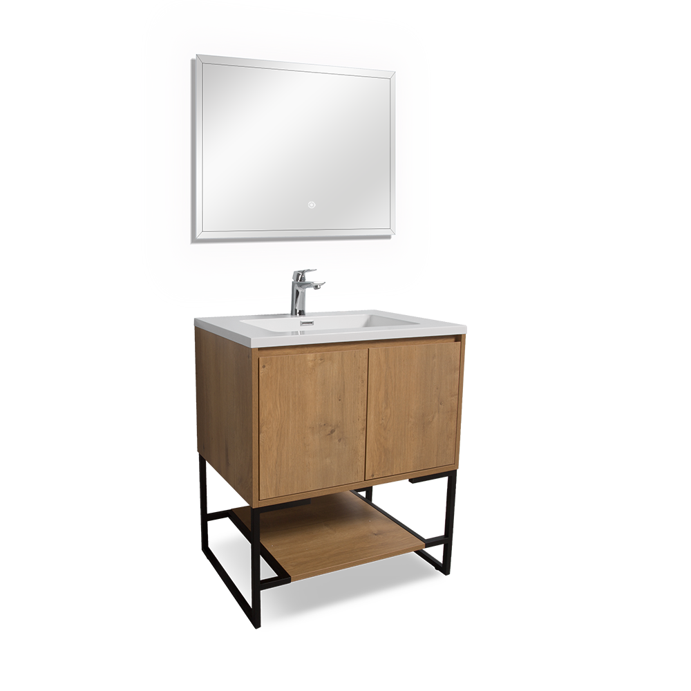 TONA Allen Freestanding Vanity with White/Black Countertop (24"-36")