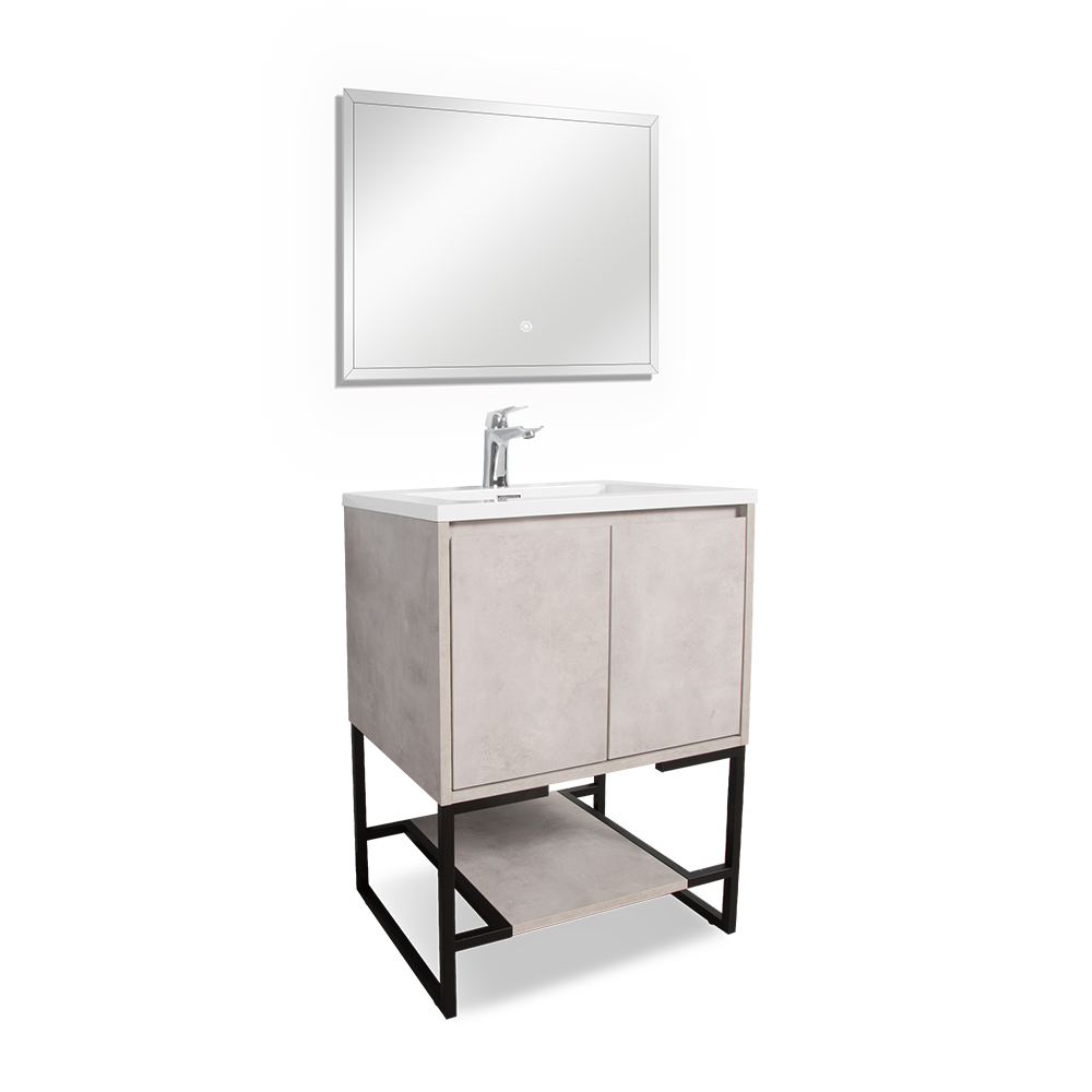 TONA Allen Freestanding Vanity with White/Black Countertop (24"-36")