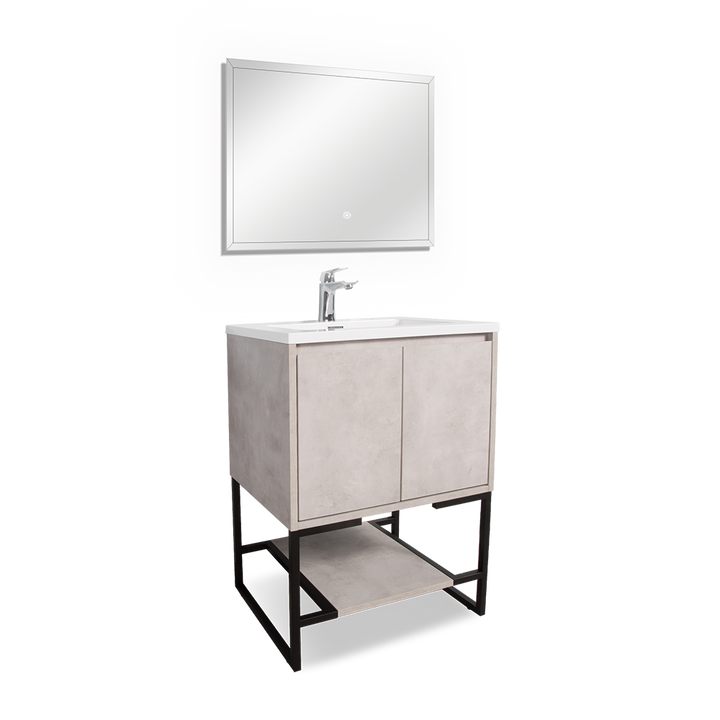 TONA Allen Freestanding Vanity with White/Black Countertop (24"-36")