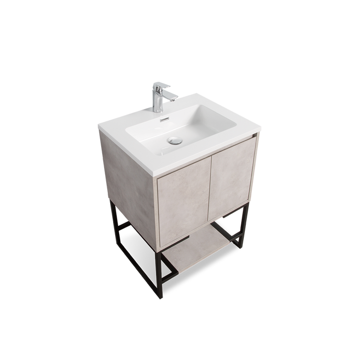 Freestanding Bathroom Vanity with Integrated Top and Sink - TONA Allen