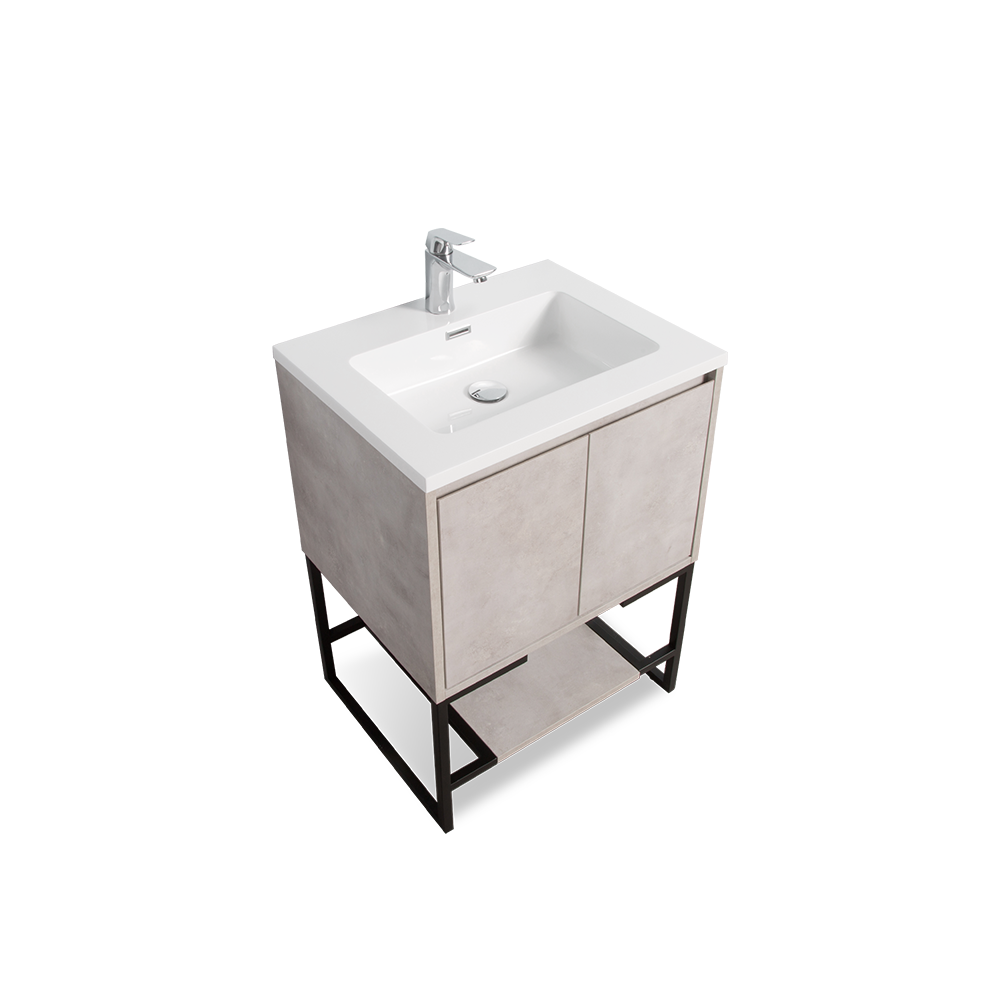 TONA Allen Freestanding Vanity with White/Black Countertop (24"-36")