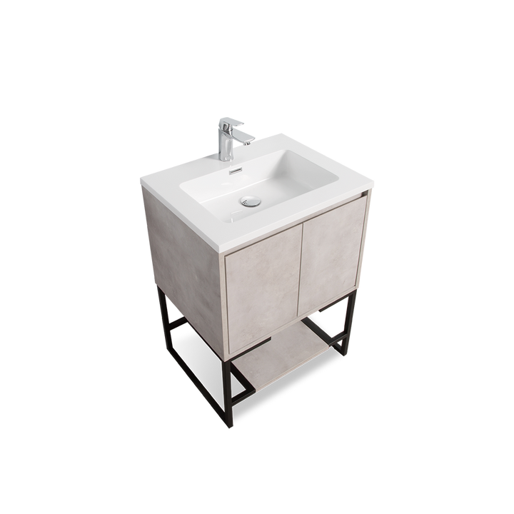 TONA Allen Freestanding Vanity with White/Black Countertop (24"-36")