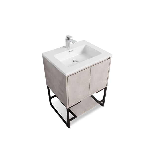 Freestanding Bathroom Vanity with Integrated Top and Sink - TONA Allen