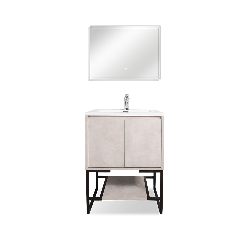 TONA Allen Freestanding Vanity with White/Black Countertop (24"-36")