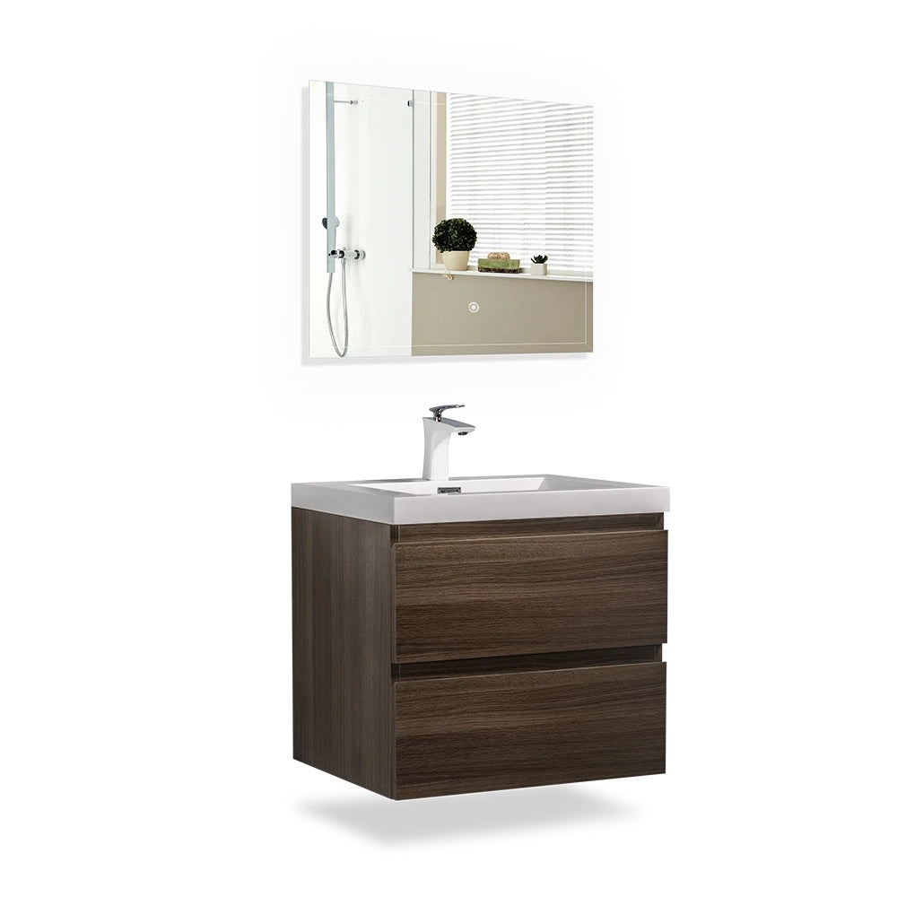 TONA Angela Wall Mounted Bathroom Vanity with Faux Marble Sink + F Series Vanity Mirror