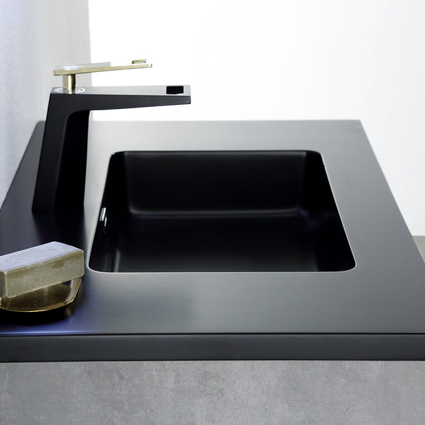 Wall Mounted Bathroom Vanity with Black Quartz Integrated Top&Sink - TONA Edi