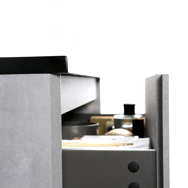 Wall Mounted Bathroom Vanity with Black Quartz Integrated Top&Sink - TONA Edi