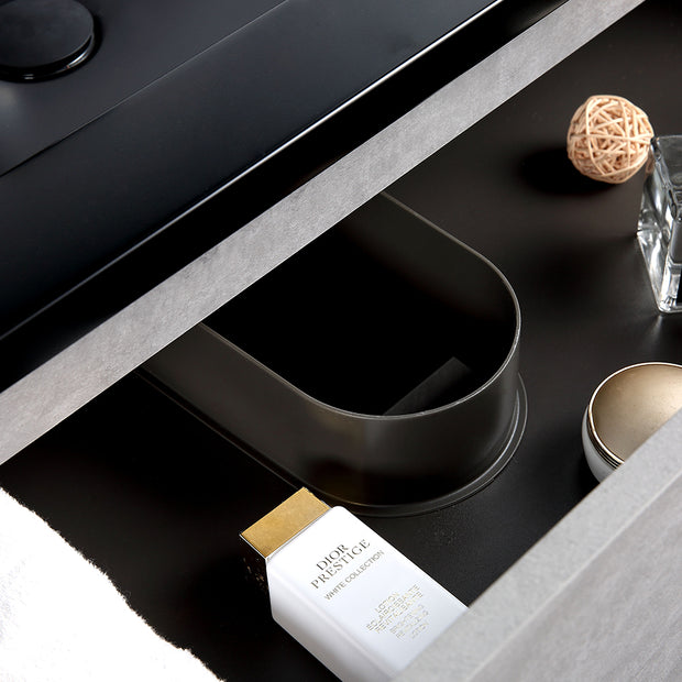 Wall Mounted Bathroom Vanity with Black Quartz Integrated Top&Sink - TONA Edi