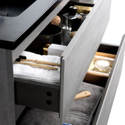 Wall Mounted Bathroom Vanity with Black Quartz Integrated Top&Sink - TONA Edi