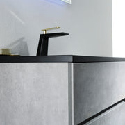 Wall Mounted Bathroom Vanity with Black Quartz Integrated Top&Sink - TONA Edi