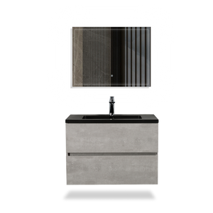 TONA Edi Floating Vanity with Black Quartz Single Sink Countertop (24"-60") TONA Bathroom Furniture