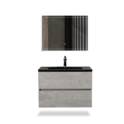 Wall Mounted Bathroom Vanity with Black Quartz Integrated Top&Sink - TONA Edi