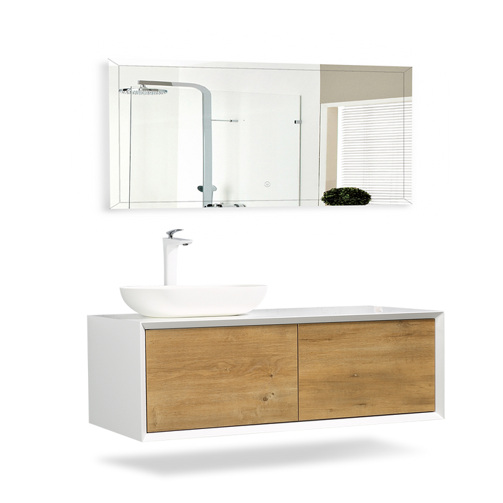 Wall Mounted Double Bathroom Vanity Set with MDF Laquered Countertop - TONA Fiona