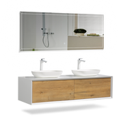 Wall Mounted Double Bathroom Vanity Set with MDF Laquered Countertop - TONA Fiona