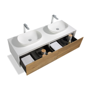 Wall Mounted Double Bathroom Vanity Set with MDF Laquered Countertop - TONA Fiona