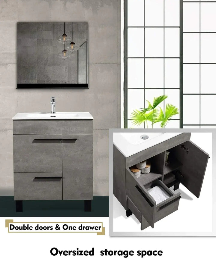 Freestanding Bathroom Vanity with Faux Marble Integrated Top&Sink - TONA Gill