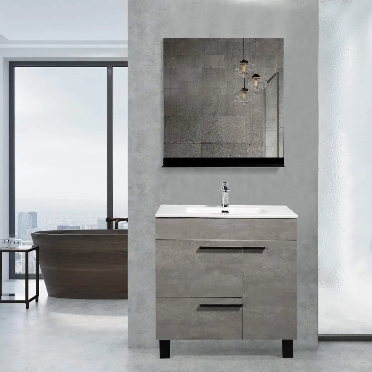 Freestanding Bathroom Vanity with Faux Marble Integrated Top&Sink - TONA Gill