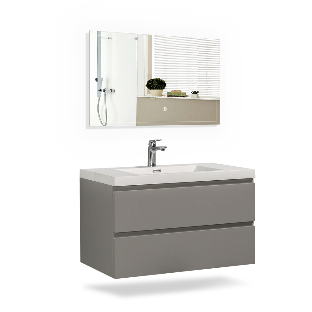 Floating Bathroom Vanity with Artificial Stone Integrated Top - TONA Onni