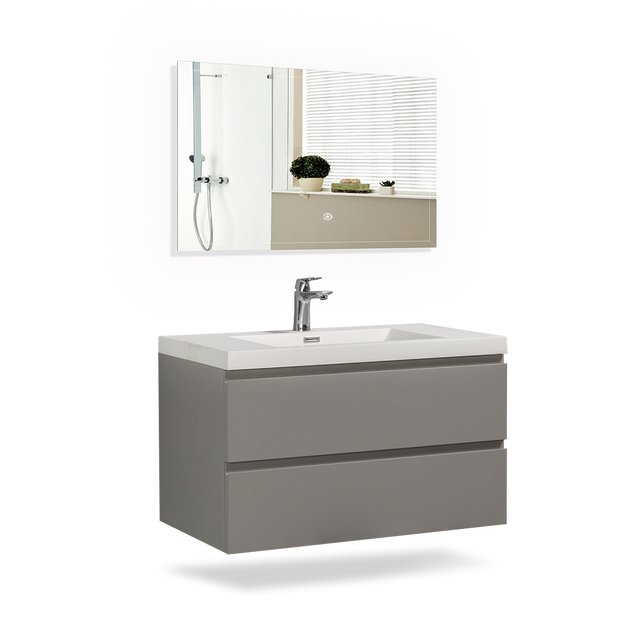 Floating Bathroom Vanity with Artificial Stone Integrated Top - TONA Onni