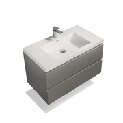 Floating Bathroom Vanity with Artificial Stone Integrated Top - TONA Onni