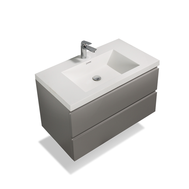 Floating Bathroom Vanity with Artificial Stone Integrated Top - TONA Onni