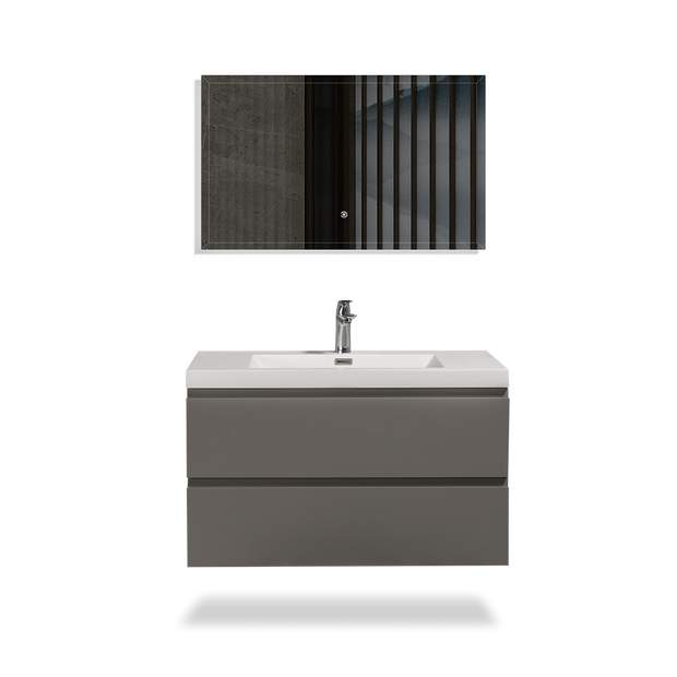 Floating Bathroom Vanity with Artificial Stone Integrated Top - TONA Onni