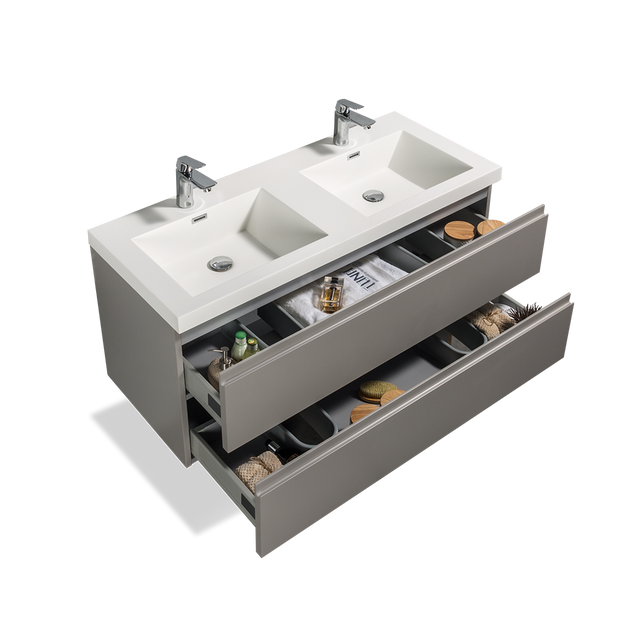 Floating Bathroom Vanity with Artificial Stone Integrated Top - TONA Onni