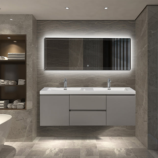 Floating Bathroom Vanity with Artificial Stone Integrated Top - TONA Onni